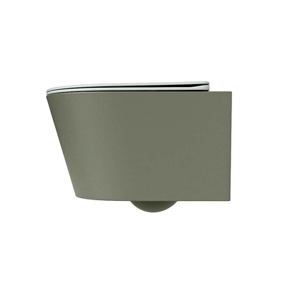 MONDIAZ LAVIE WC suspendu - 36x53cm - sans bride - Greey (gris) - softclose - quick-release - abattant WC - Army (vert)