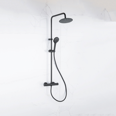 Adema Sparkle 2.0 regendoucheset – thermostatisch – Ø20 cm hoofddouche – handdouche – glijstang 114,5 cm – zwart mat