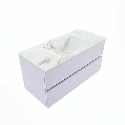 Mondiaz VICA-DLUX ensemble de meuble de salle de bain - 100cm - meuble sous-vasque cale - 2 tiroirs - lavabo encastré cloud milieu - sans trous de robinet - version haute de 60cm - frape