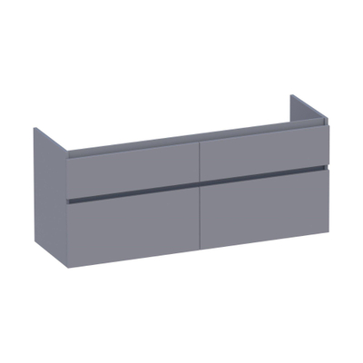 Saniclass Advance Meuble sous-lavabo 139x60x45.5cm sans poignées 4 tiroirs 2 espaces siphon MDF Gris mat