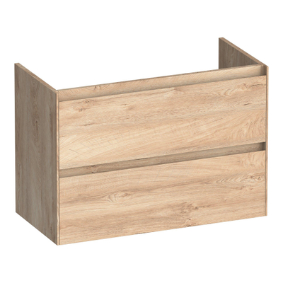 BRAUER Inspire wastafelonderkast ondiep 80 2 softclose lades - greeploos - 1 sifon uitsparing - Forest Wheat