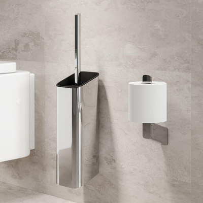 Geesa Shift brosse WC avec support 10.6x51.9x11.3cm (brosse et couvercle noir) chrome