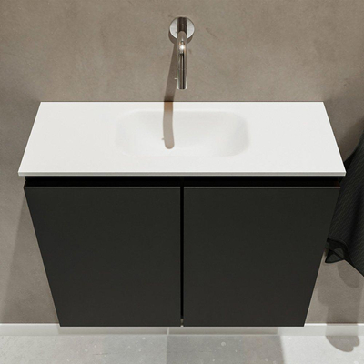 Mondiaz TURE Meuble lave-mains 60x23x50cm sans trous de robinet 2 portes Urban mat Lavabo Eden Centre Solid Surface Blanc