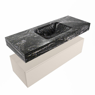 Mondiaz ALAN-DLUX Ensemble de meuble - 120cm - meuble Linen mat - 1 tiroir - Lavabo Cloud Lava suspendu - vasque Centre - 0 trous de robinet