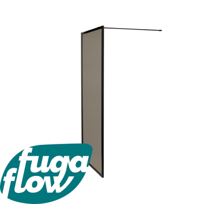 FugaFlow Efficiente Vetro Paroi de douche italienne 80x200cm verre de sécurité Fumé anticalcaire avec cadre autour Noir mat