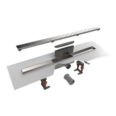 Easy Drain Compact FF caniveau de douche plaque simple avec sortie latérale 6x90cm 50mm inox