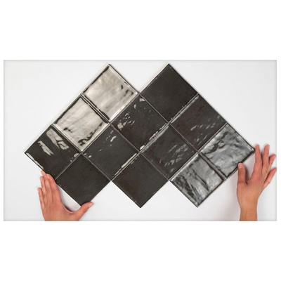 Terravito Bemare wandtegel - 10x10cm - 8mm - Vierkant - Antraciet glans