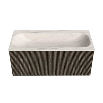 MONDIAZ KURVE-DLUX Meuble de salle de bains 100cm couleur Shadow avec 1 tiroir et 0 porte. Lavabo BIG MEDIUM Central 1 trou de robinet Meli.