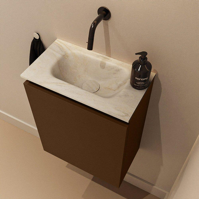 MONDIAZ TURE-DLUX Meuble toilette - 40cm - Rust - EDEN - vasque Ostra - position centrale - sans trou de robinet