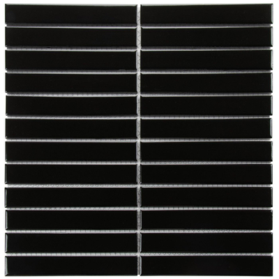 The Mosaic Factory Sevilla mozaïektegel - 29.6x30cm - wandtegel - Rechthoek - Porselein Black Glans