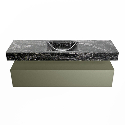 Mondiaz ALAN-DLUX Ensemble de meuble - 150cm - meuble Army mat - 1 tiroir - Lavabo Cloud Lava suspendu - vasque Centre - 0 trous de robinet