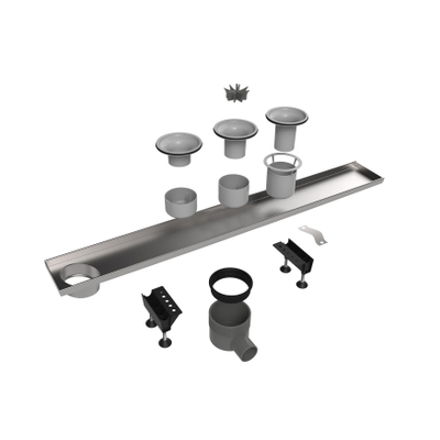 Easy Drain Multi élément encastrable inox sans bride siphon excentré 30/35/50mm 70cm profondeur d'encastrement à partir de 79mm avec sortie latérale