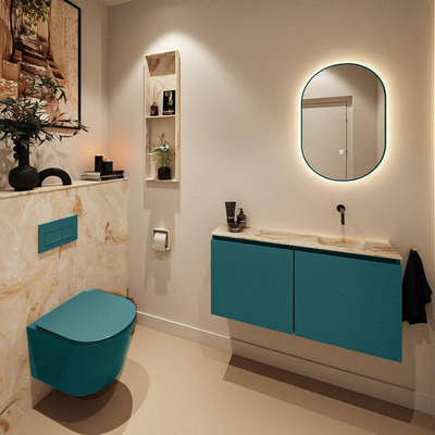 MONDIAZ TURE-DLUX Meuble toilette - 100cm - Smag - EDEN - vasque Frappe - position droite - sans trou de robinet