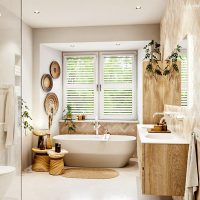 Mondiaz VICA Ensemble de meuble de salle de bains - 180x50x45cm - 4 tiroirs - Vasque talc - double lavabo - sans trou de robinet - Chêne lavé