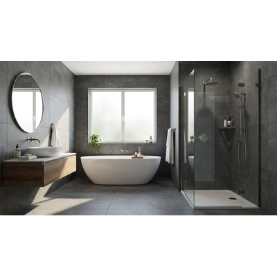 ÉCHANTILLON Terravito Arluna carrelage mural et de sol - 60x120cm - 9.5mm - Rectangulaire - rectifié - Effet marbre - Anthracite Mat
