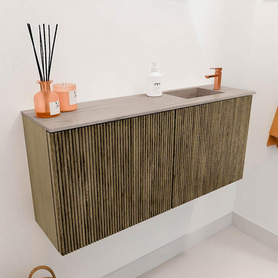 Mondiaz JOYA-DLUX 90cm toiletmeubel - kleur Dusk - Wastafel FAYE positie Rechts 1 kraangat kleur Saba.