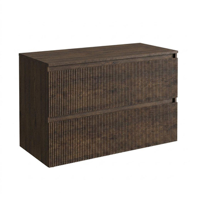 Saniclass Holz Atelier Badkamermeubelset - 100x45x60cm - topblad - zonder kraangaten - 2 lades - Charcoal