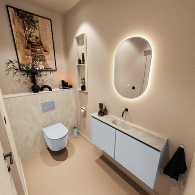 MONDIAZ TURE-DLUX 100cm toiletmeubel Clay. EDEN wastafel Ostra positie midden. Zonder kraangat.