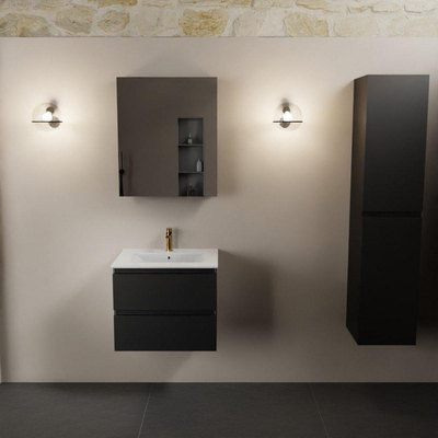 Mondiaz AIVY Ensemble de meuble - 60x45x50cm - 1 trou de robinet - 1 vasque Talc céramique - Centre - 2 tiroirs - avec armoire de toilette - MDF Urban