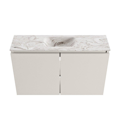 MONDIAZ TURE-DLUX 80cm toiletmeubel Linen. EDEN wastafel Glace positie midden. Zonder kraangat.