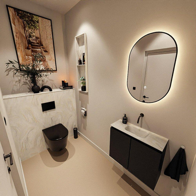 MONDIAZ TURE-DLUX Meuble toilette - 60cm - Urban - EDEN - vasque Ostra - position centrale - sans trou de robinet
