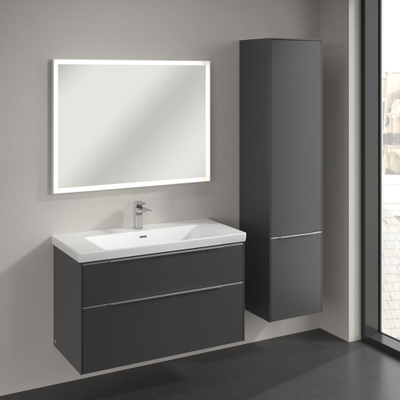 Villeroy & Boch Subway 3.0 kast hoog - 171x40cm - 2 deur - 1 schap rechts - Graphite (grijs)