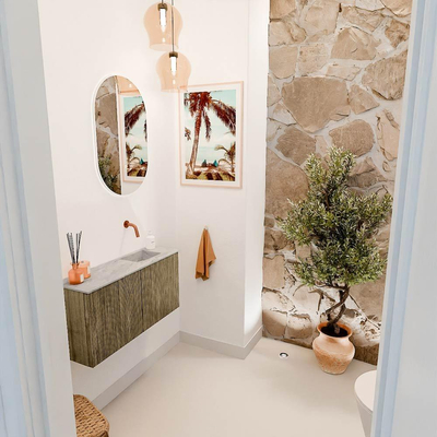 Mondiaz JOYA-DLUX 80cm toiletmeubel - kleur Dusk - Wastafel FAYE positie Rechts Zonder kraangat kleur Glace.