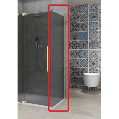 Van Rijn Products ST08 Paroi fixe - 90x200cm - verre fumé gris - épaisseur 8mm - profil mural - Laiton