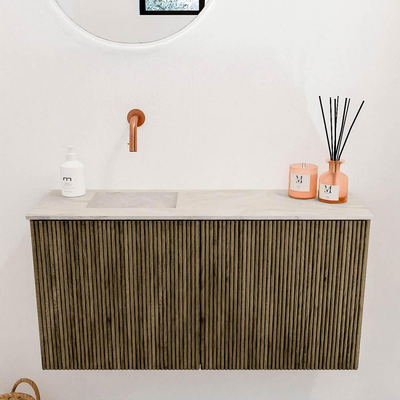 Mondiaz JOYA-DLUX 80cm toiletmeubel - kleur Dusk - Wastafel FAYE positie Links Zonder kraangat kleur Ostra.