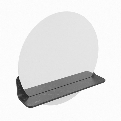 Mondiaz SPOT miroir – Ø 50 cm – avec tablette – Lava (marbre noir)