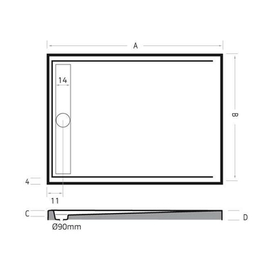 Xenz easy-tray 140x100x5cm rectangle acrylique blanc