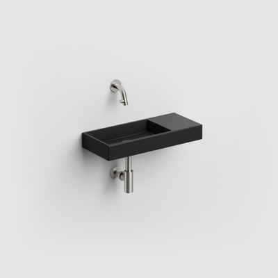 Clou Mini Wash Me Lave-main sans trou pour robinetterie avec bonde droite 45x6x19cm céramique noir mat