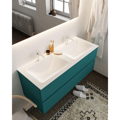 Mondiaz VICA Ensemble de meuble de salle de bain - 120cm - meuble sous-vasque smag - 2 tiroirs - lavabo cloud double - 2 trous de robinet - version XL 60cm de haut