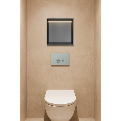 Hotbath &MORE Boîte encastrée ou niche encastrée 30x30x10cm avec LED IP44 Gunmetal brossé PVD