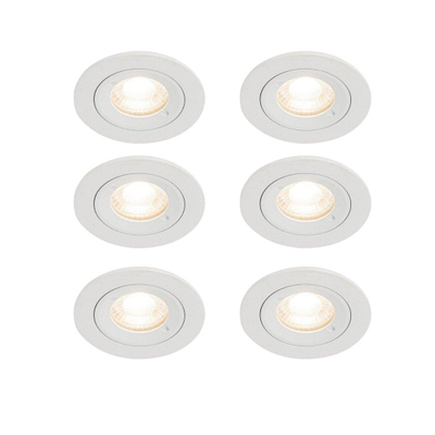 QAZQA Xena Spot encastrable - lot de 6 - 8x8cm - IP44 - Rond - Blanc