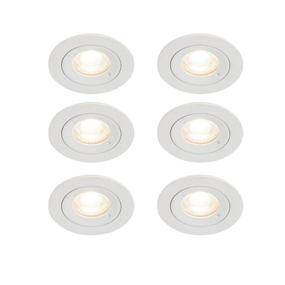 QAZQA Xena spot encastré - set de 6 - 8x8cm - IP44 - rond - blanc mat