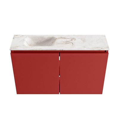MONDIAZ TURE-DLUX meuble WC 80cm Fire. EDEN lavabo Frappe position gauche. Avec 1 trou de robinet.