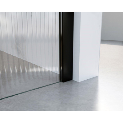 FortiFura Galeria Douche à l'italienne - 100x200cm - verre nervuré - Noir mat