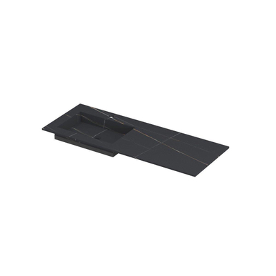 INK Post wastafel - 120x45x1cm - 1 wasbak links - 1 kraangat - keramiek Lauren black mat