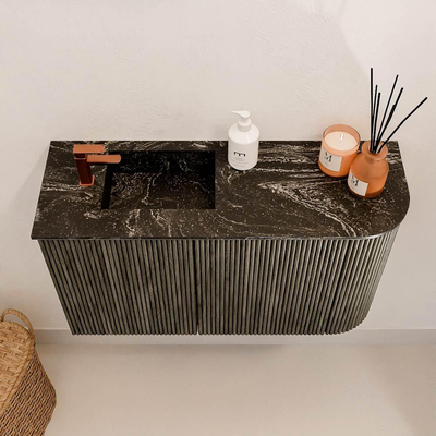 Mondiaz JOYA-DLUX 71.6cm toiletmeubel - ronding rechts kleur Shadow - Wastafel FAYE positie Links 1 kraangat kleur Lava.