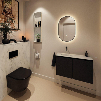 MONDIAZ TURE-DLUX 80cm toiletmeubel Urban. EDEN wastafel Opalo positie links. Zonder kraangat.