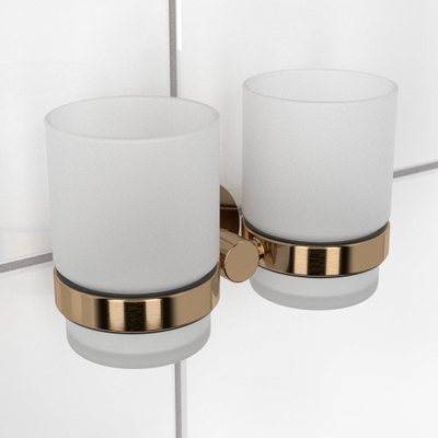 Haceka Kosmos Double Porte-gobelet - verre - cuivre brossé
