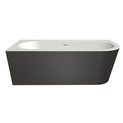 Xenz charley xs baignoire d'angle, gauche 165x75 bicolor edelweiss/anthracite avec fente. déchets blanc brillant