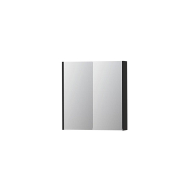 INK SPK2 Spiegelkast - 70x14x74cm - 2 deuren - dubbelzijdige Spiegel - schakelaar en stopcontact - MDF lak zwart mat