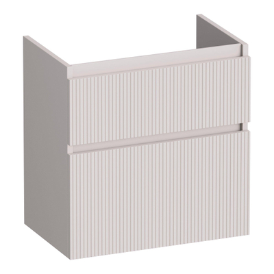 BRAUER Delight Wavy wastafelonderkast ondiep 60 2 softclose lades - greeploos - 1 sifon uitsparing - mat zand