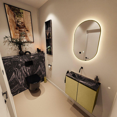 MONDIAZ TURE-DLUX 60cm toiletmeubel Oro. EDEN wastafel Lava positie links. Zonder kraangat.
