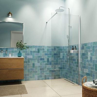 Sealskin Inc. Paroi de douche type A3 140x200cm avec panier de douche verre de sécurité transparent 8mm avec traitement anticalcaire Argent brillant
