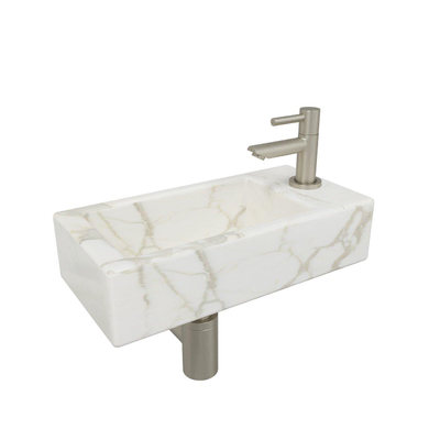 Wiesbaden Mini-Rhea fonteinset – 36x18x9 cm – keramiek wit – kraangat rechts – kraan RVS