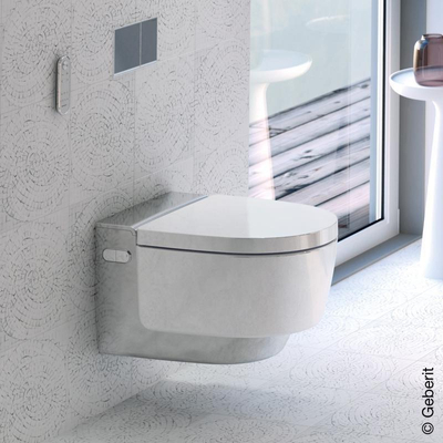 Geberit AquaClean Mera Classic WC-douche - extraction des odeurs - séchage à l'air chaud - douchette féminine - softclose - cache brillant/chrome - blanc brillant
