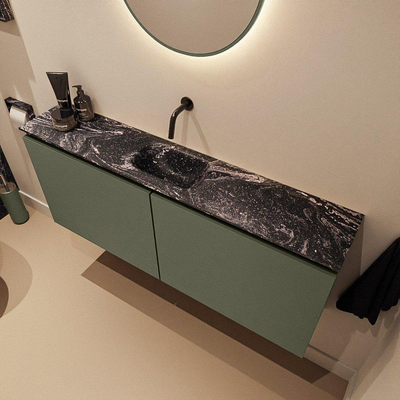 MONDIAZ TURE-DLUX meuble de WC 120 cm Army. Lavabo EDEN Lava position centrale. Sans trou de robinet.